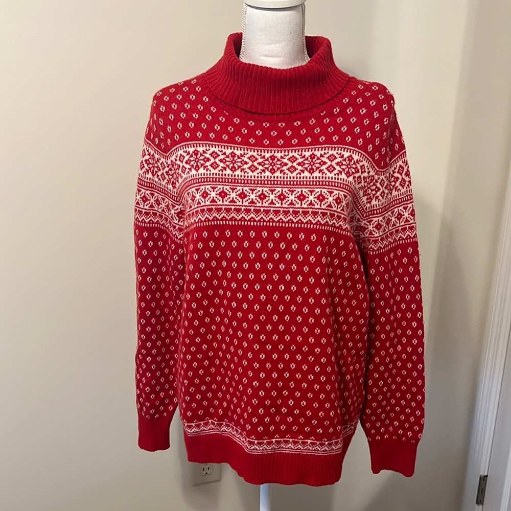 Lands’End Women’s XL Red Holiday Sweater